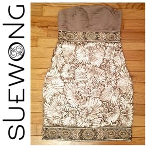 Vintage Sue Wong Nocturne Dress Champagne Silk Beaded